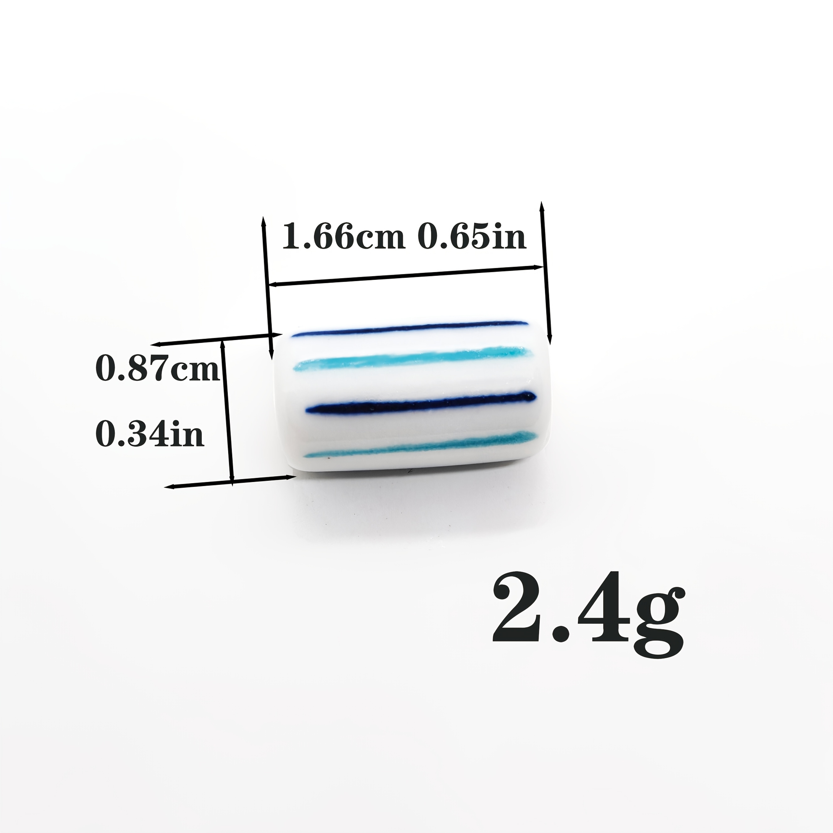 4 Ceramic Beads with Vertical Stripes for Jewellery Making